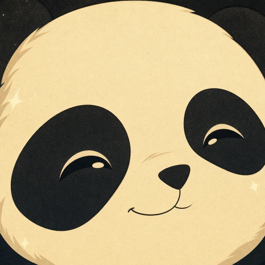 Panda face with closed eyes, serene smile