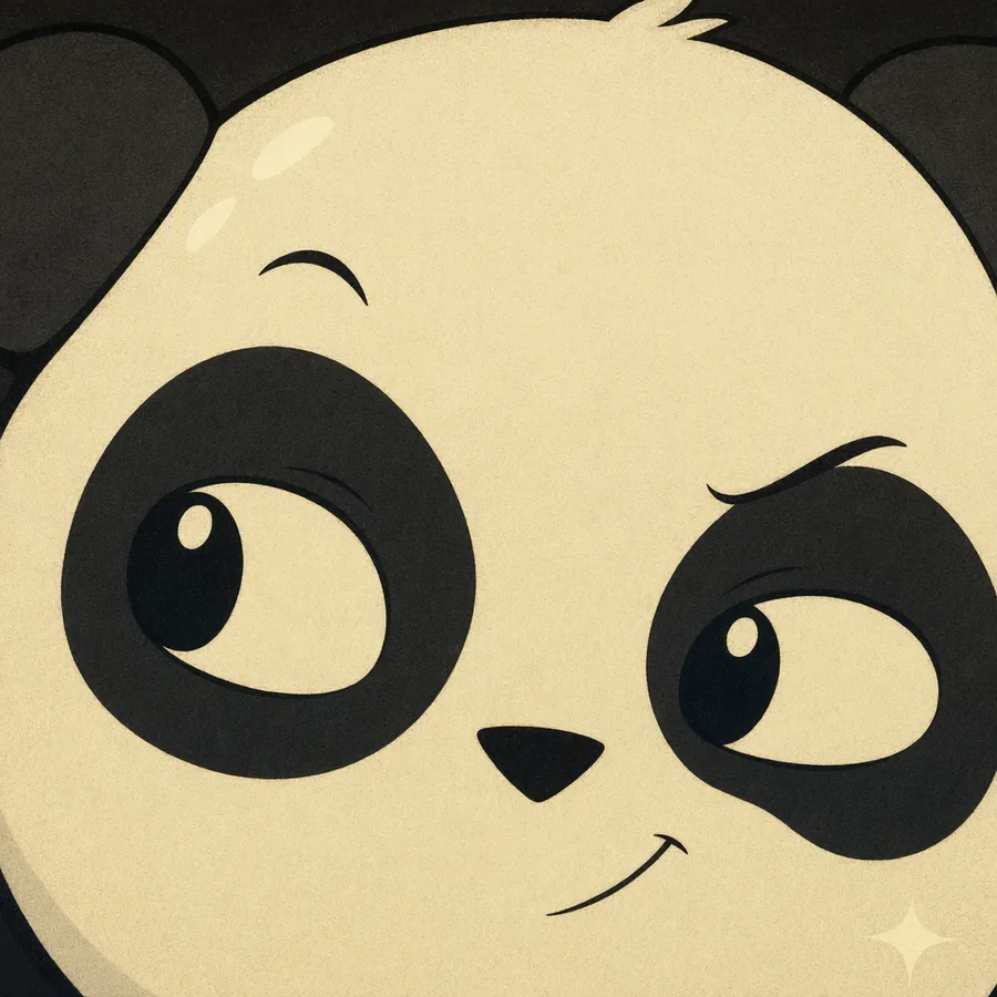 Mischievous smirking panda face